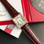 TW Factory Cartier Tank 762 Quartz Movement RG Case Diamond Bezel Crocodile Leather Strap Watch